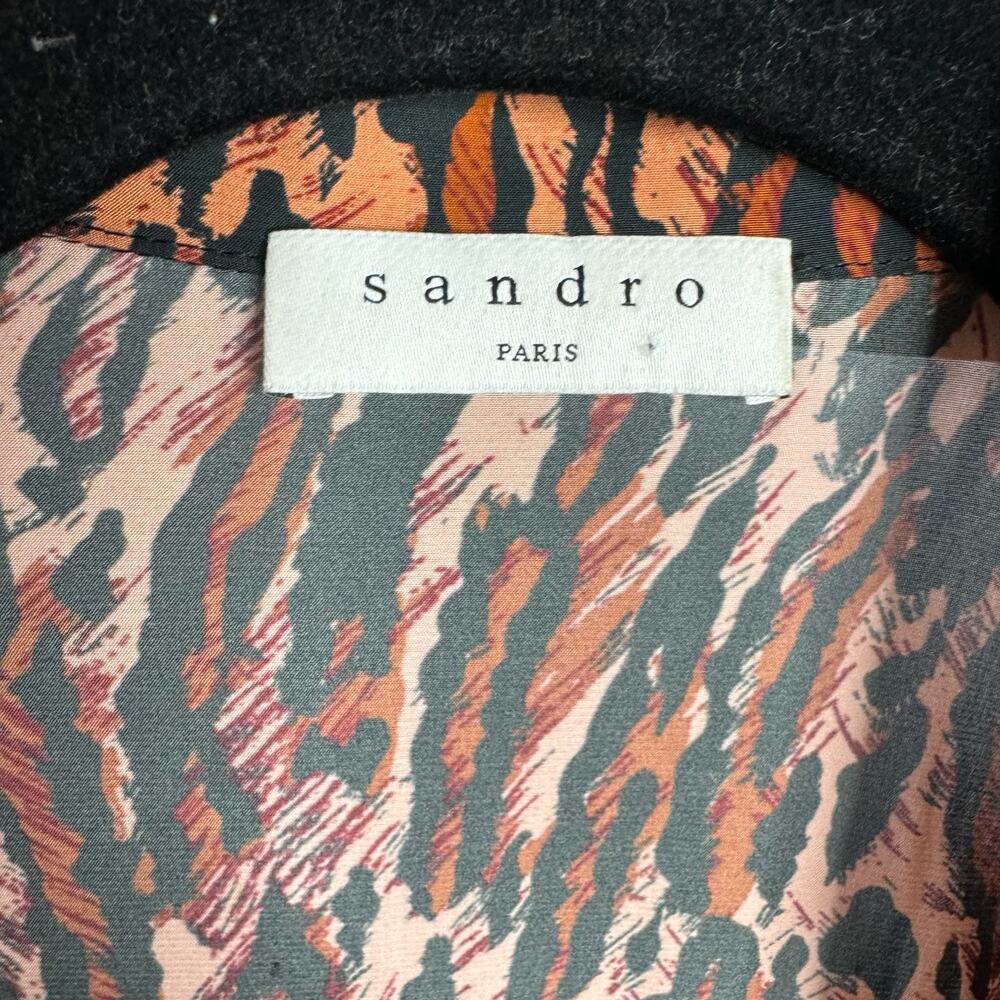 SANDRO Eliza Animal-Print Belted Midi Shirtdress Waist Belted Sz S - Picture 14 of 16
